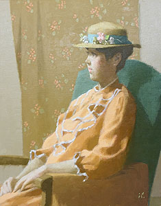 中村清治「帽子をかぶった婦人」油彩10号