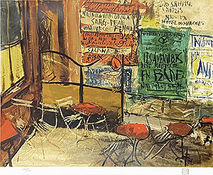 佐伯祐三「テラスの広告」版画43.8×53cm