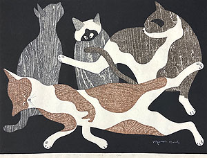 斎藤清「ねこ」木版画 1973年