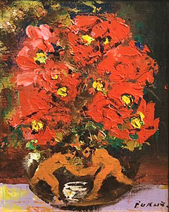 福沢一郎「花」油彩 3号