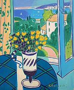 坂口紀良「コート・ダジュールの窓辺」油彩6号