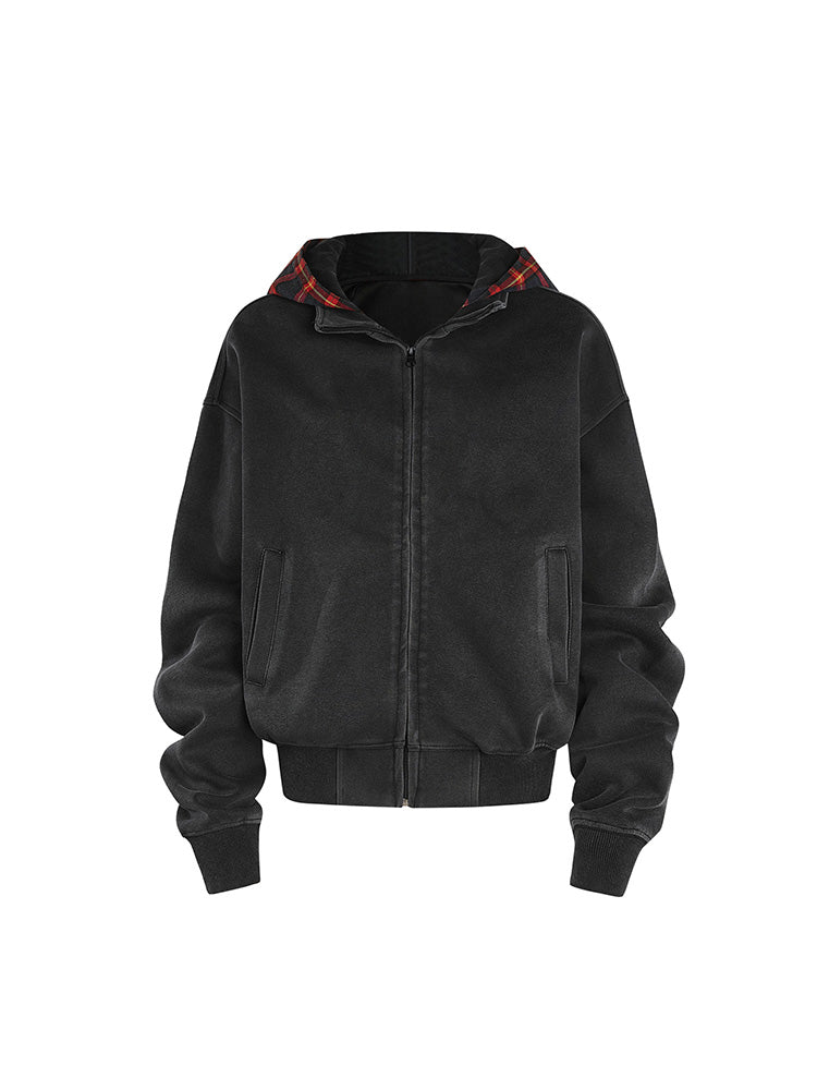 チェック柄フード付きジャケット