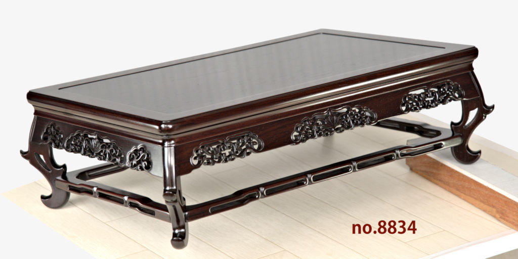 花台: 紫檀 隆造作 二重 幕彫り 1.6尺 大阪唐木指物 no.8834 / 唐木