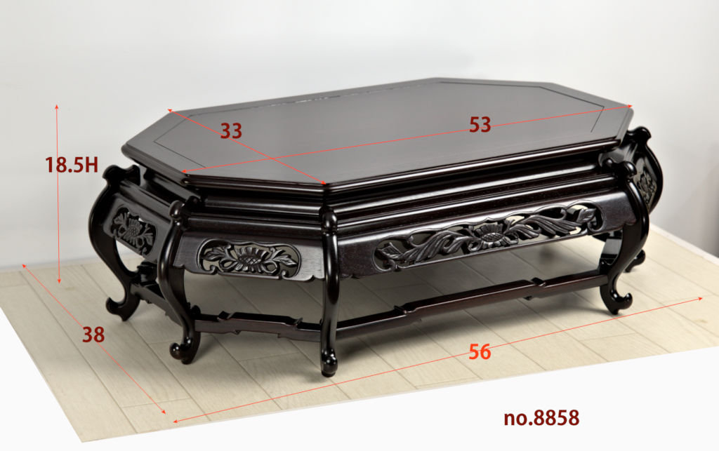 花台: 紫檀 史郎作 新八足 平台 巾56cm 大阪唐木指物工芸 no.8858