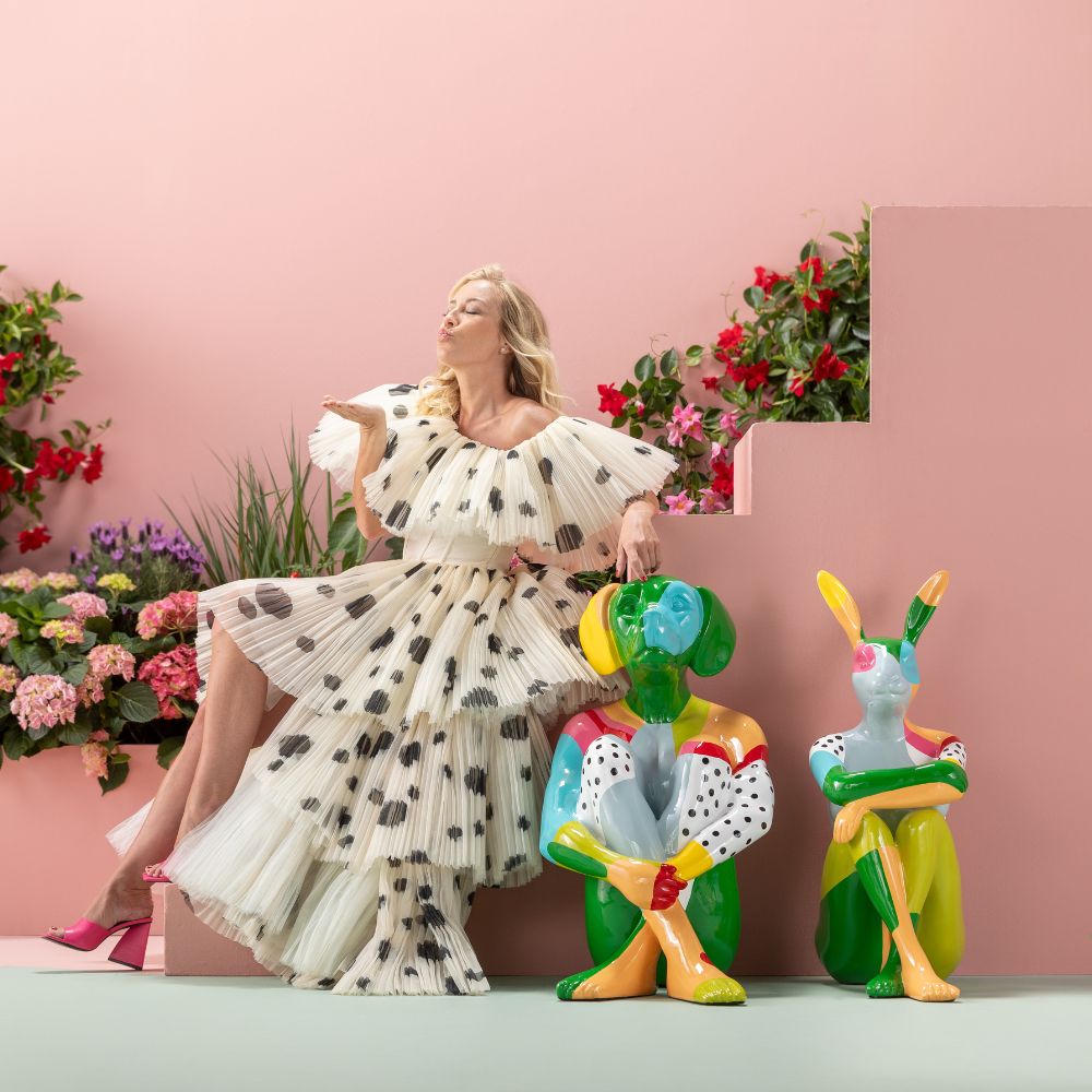 シッティングラビット カラー 80cm デコフィギア - オブジェ・置物の