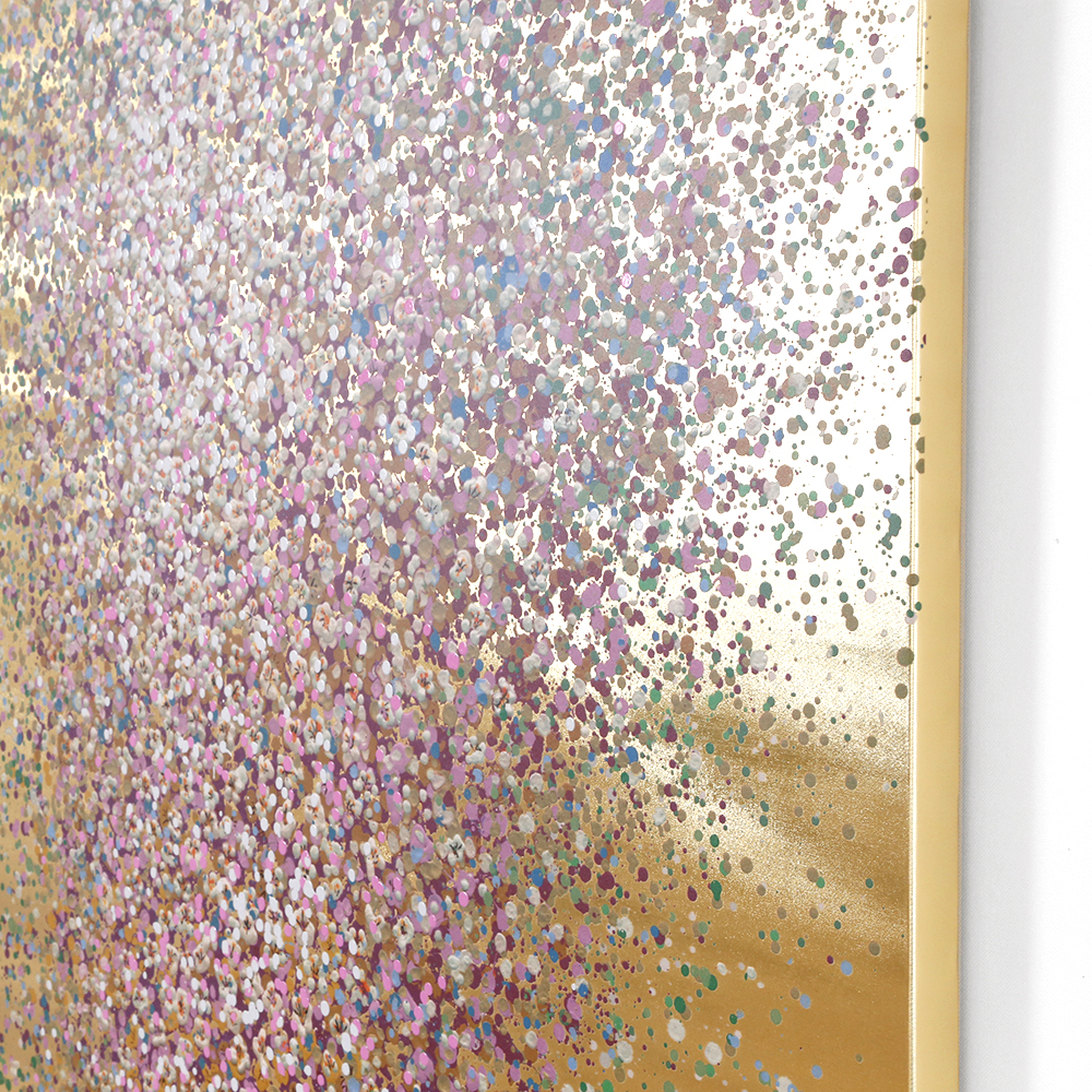 フラワーボートゴールドピンク160x120cm タッチドピクチャー ｜【KARE