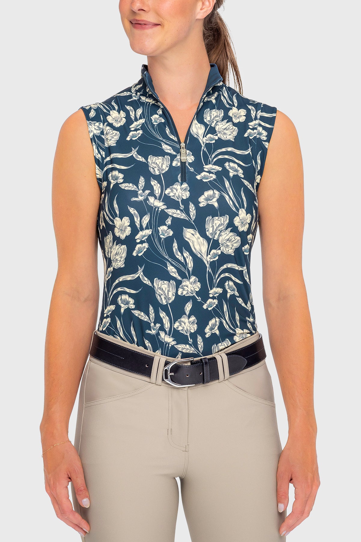 Kastel Denmark Sailor Blue French Tulip Ruched Back Sleeveless 1/4