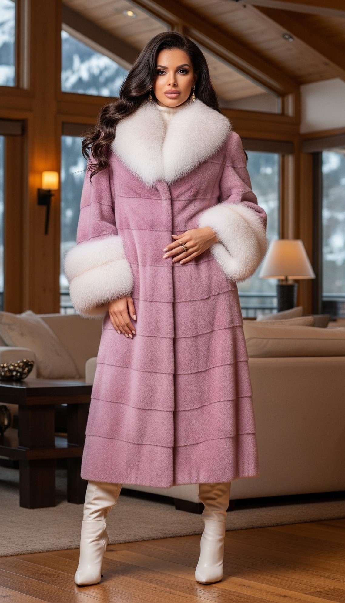 Lavender Mink Coat White Fox Collar Cuffs 8754 – MARC KAUFMAN FURS