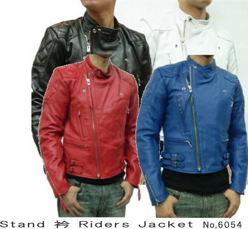 牛革 シングルライダースジャケット メンズ ホワイト/ブルー S/M/L/LL