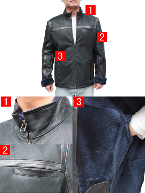 ムートン スタンドカラージャケット メンズ ブラウン M/L/ 6610