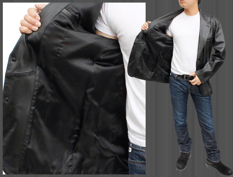 日本製 牛革（オイル加工） テーラードジャケット 2つボタン メンズ