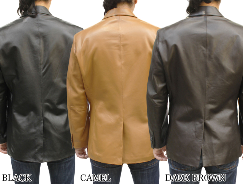 ラム革 テーラードジャケット 2つボタン ブラック/ブラウン/キャメル