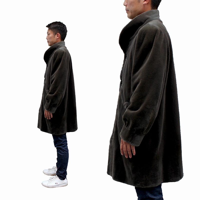 シェアードミンク メンズ 毛皮コート ミンクファーコート フリーサイズ