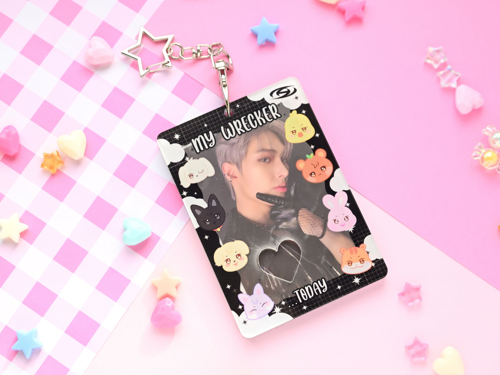 Ateez acrylic double window bias wrecker pc holder kpop photocard