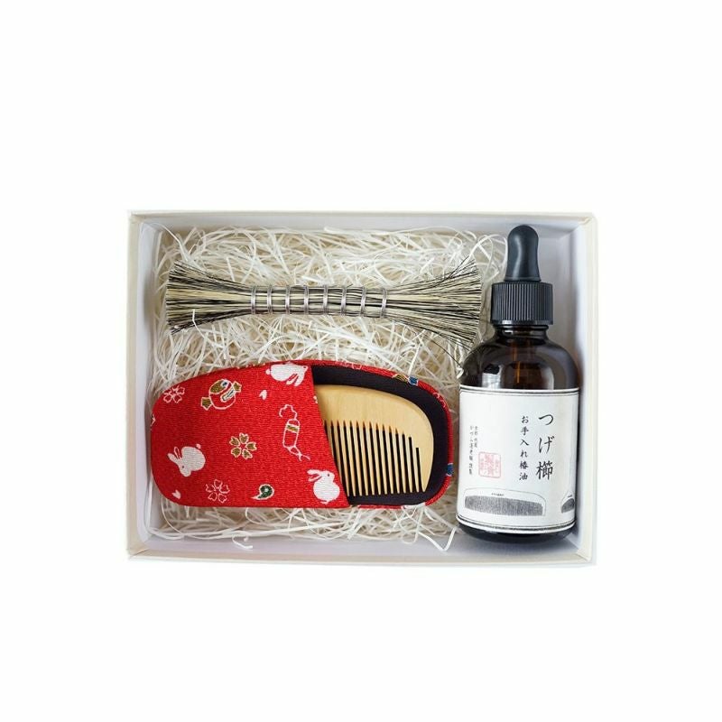 櫛お手入れセット 解き櫛3寸（ケース付き）あかね櫛 | かづら清老舗