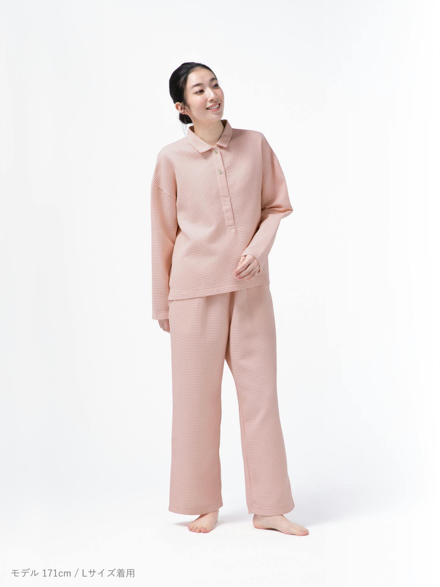 BAKUNE Waffle Women's 上下セット（長袖シャツ・ロングパンツ）_25SS