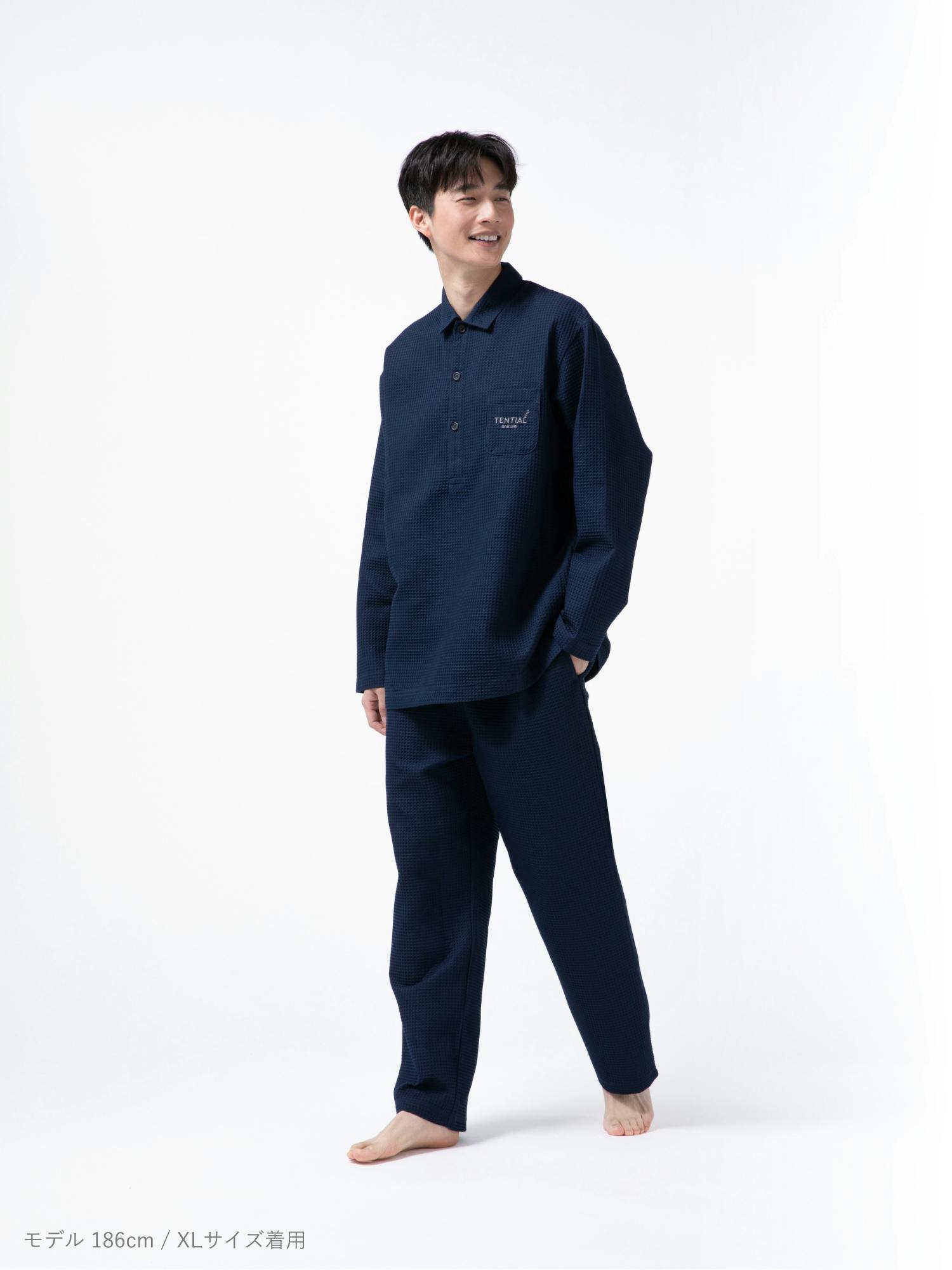 BAKUNE Waffle Men's 上下セット（長袖シャツ・ロングパンツ）_25SS