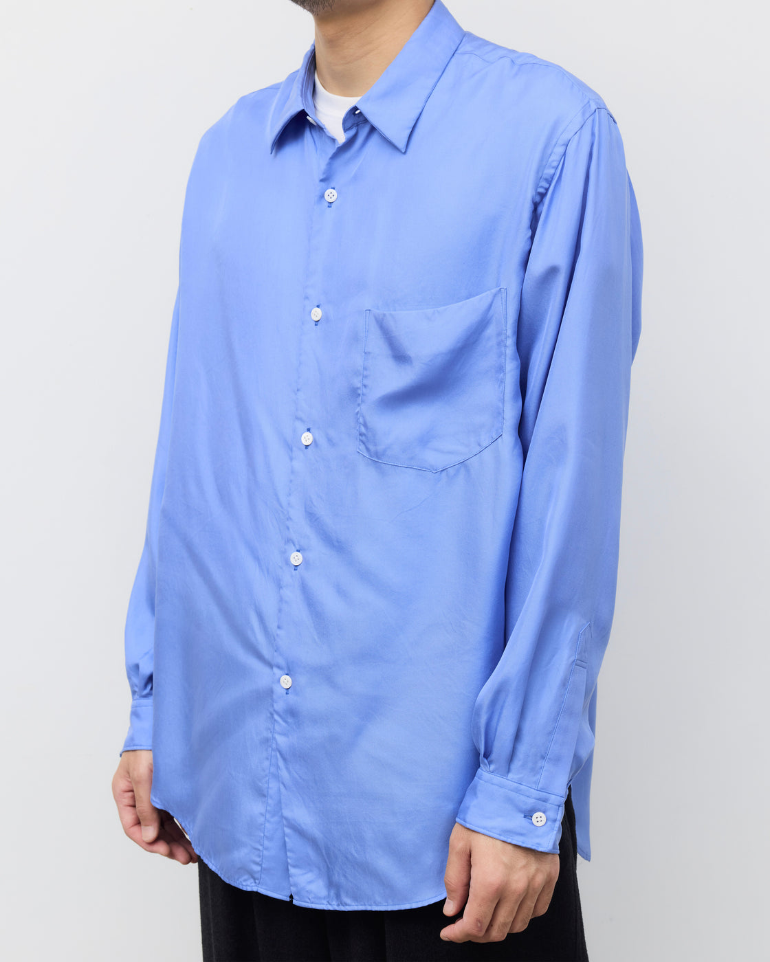 TOHNAI Silk Regular Collar Shirt, Blue – Keylime Tokyo