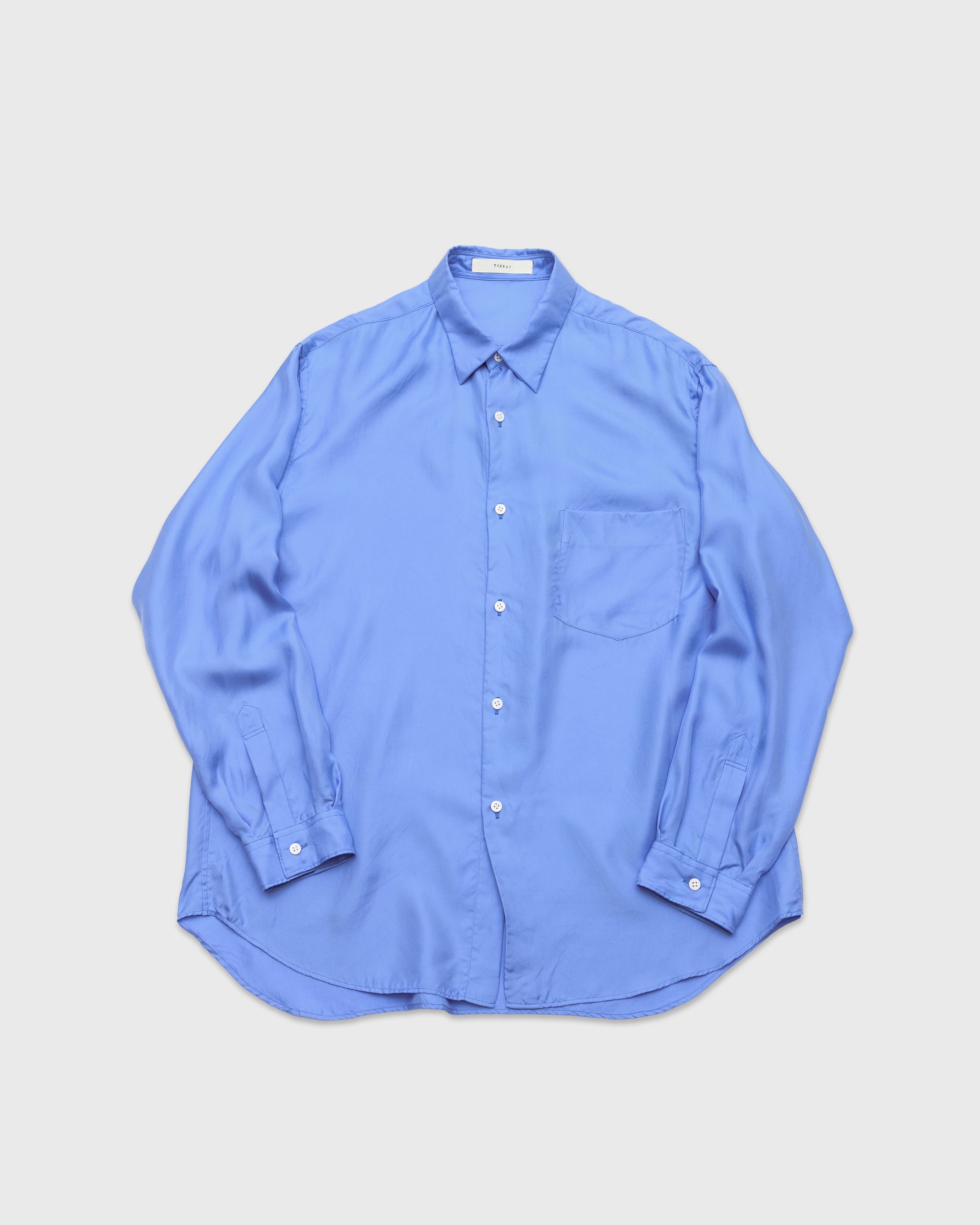 TOHNAI Silk Regular Collar Shirt, Blue – Keylime Tokyo