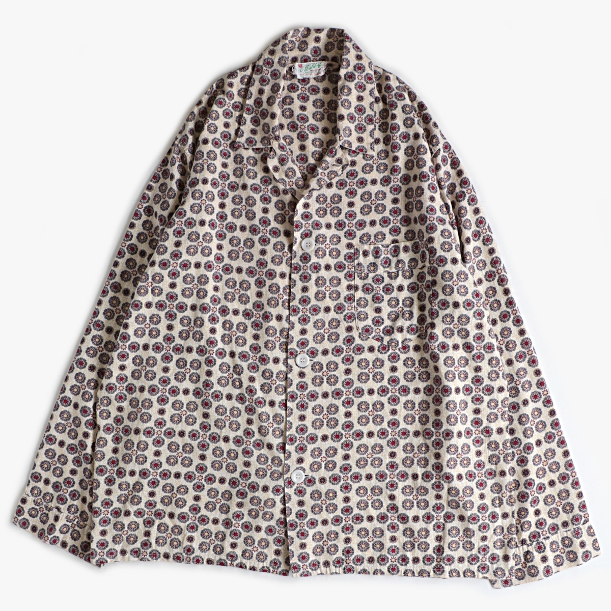 50s Waldorf ”vintage” ビンテージ 小紋 総柄 パジャマシャツ 古着
