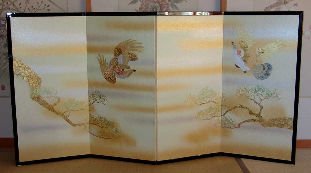 金屏風 日本画金屏風絵 の製造/通信販売(通販) 御子柴屏風店