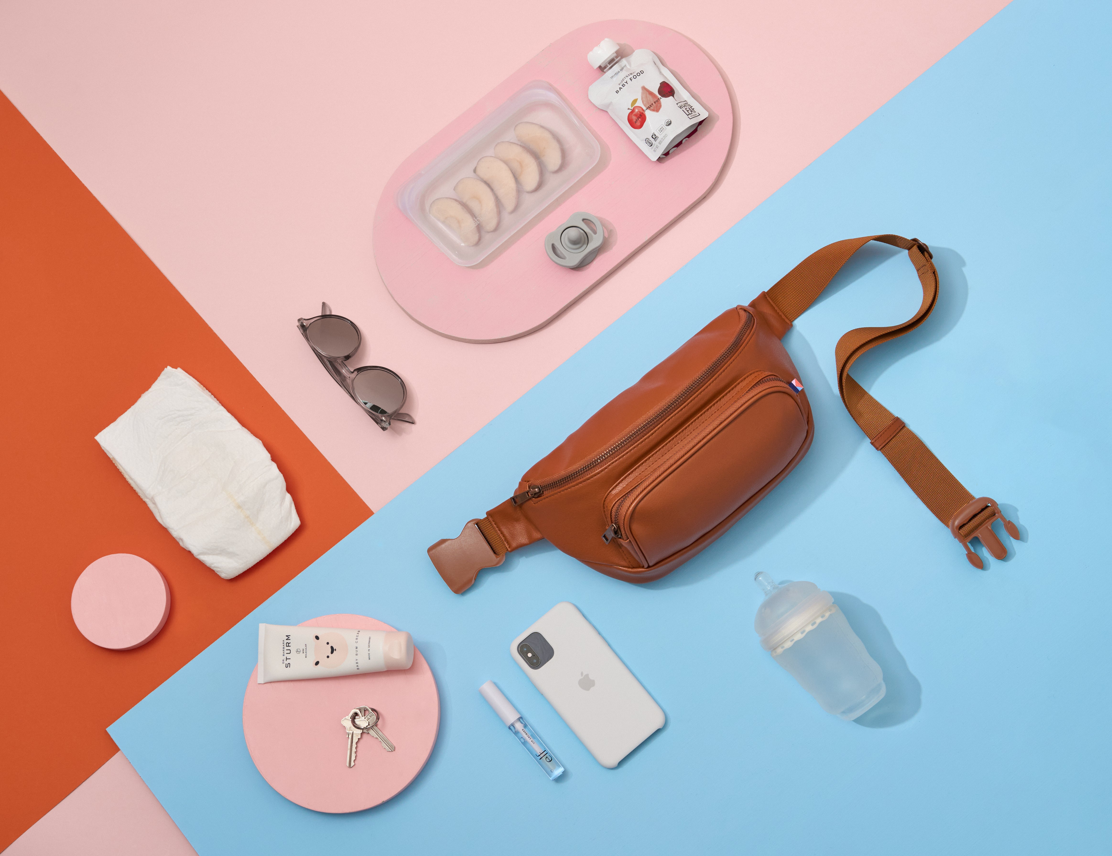 Kibou Vegan Leather Fanny Pack Diaper Bag | Brown