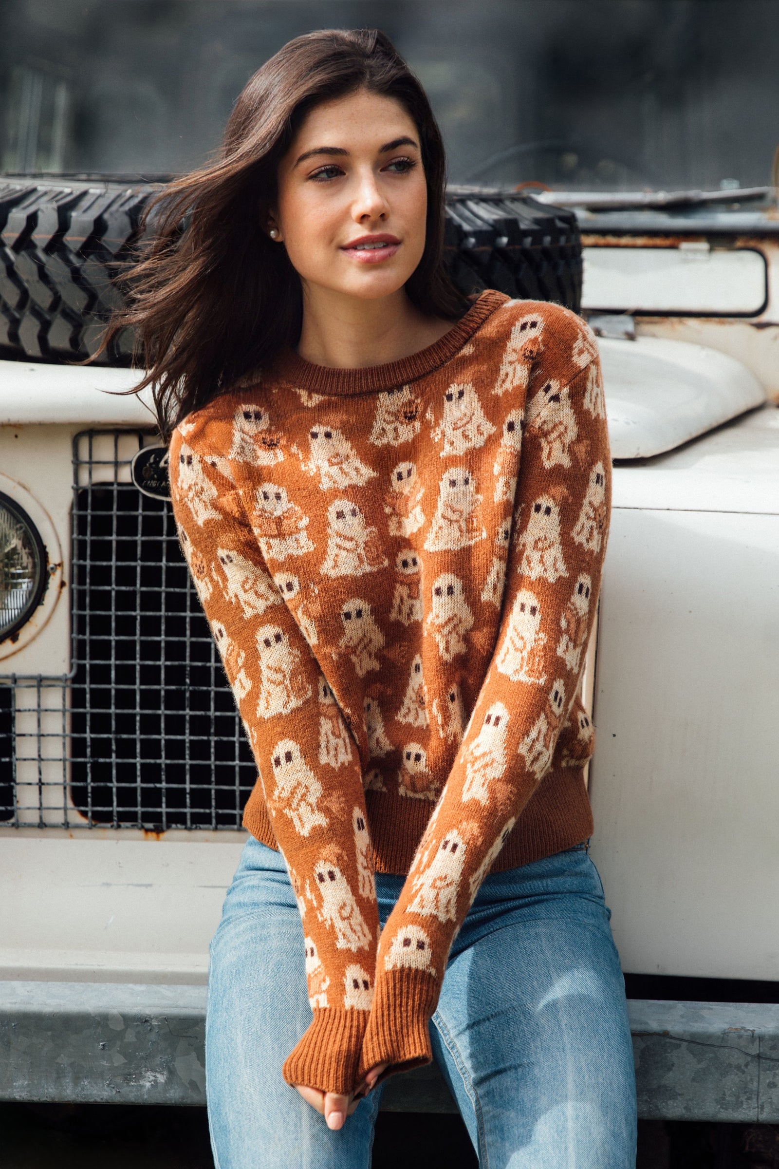 KJP Women's Cozy Ghost Crewneck Halloween Sweater – Kiel James Patrick