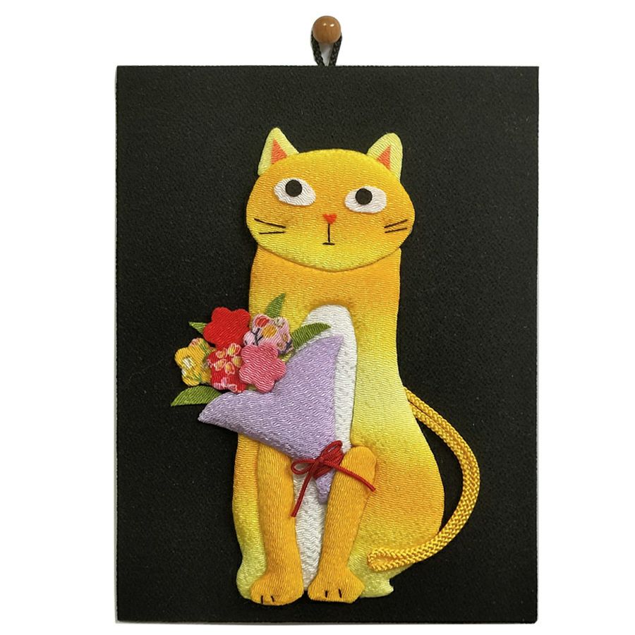 手芸キット 愛しの猫たち 押絵の壁掛け・花束トラ猫 |生地 和柄/和布