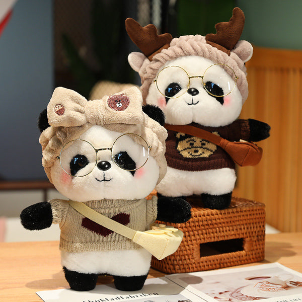 パンダぬいぐるみ 2体セット 着物風 和風衣装のパンダぬいぐるみ2匹