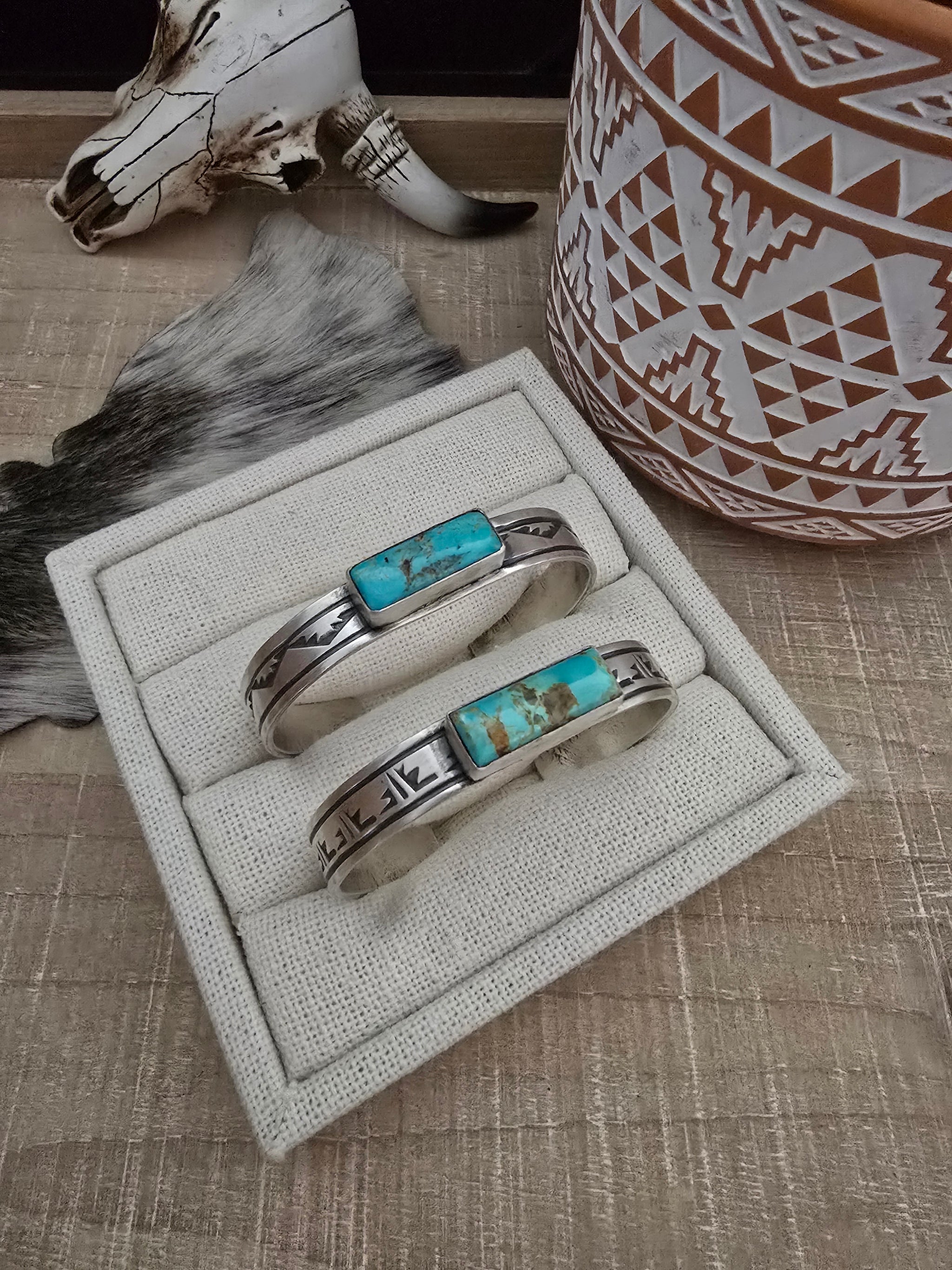RICK ENRIQUEZ NAVAJO TURQUOISE BAR CUFF – Kittie K Ranch and Co
