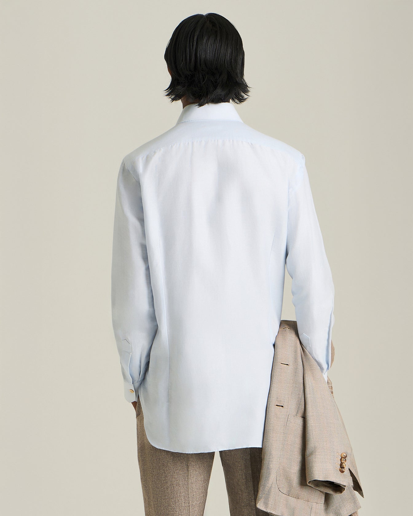 Classic light blue shirt in cotton and hemp blend | Kiton