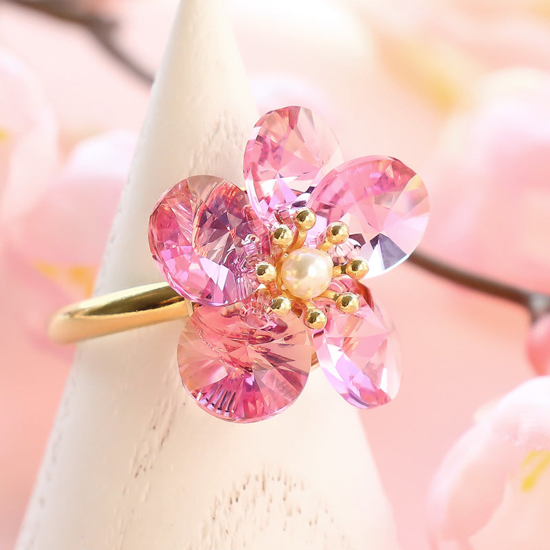 レシピNo.KR1130 貴和クリスタルのさくらモチーフリング – 貴和製作所