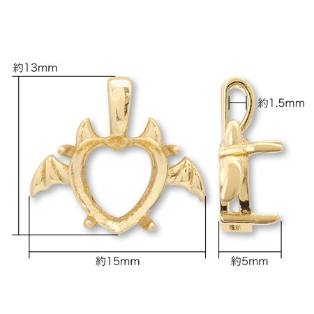 バチカン付石座 デビルハート #4884 8.8×8mm用 ゴールド – 貴和製作所