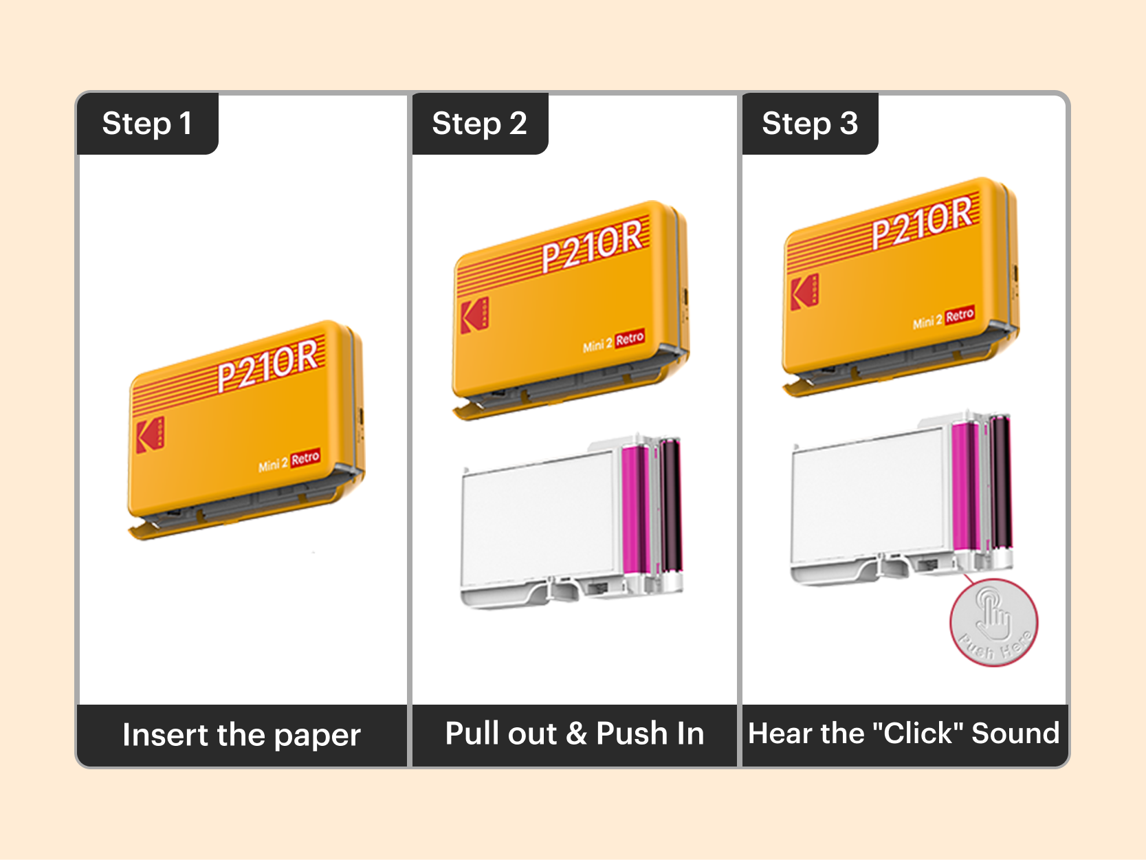 Kodak Mini 2 Retro (P210R) Portable Instant Photo Printer | 2.1 x