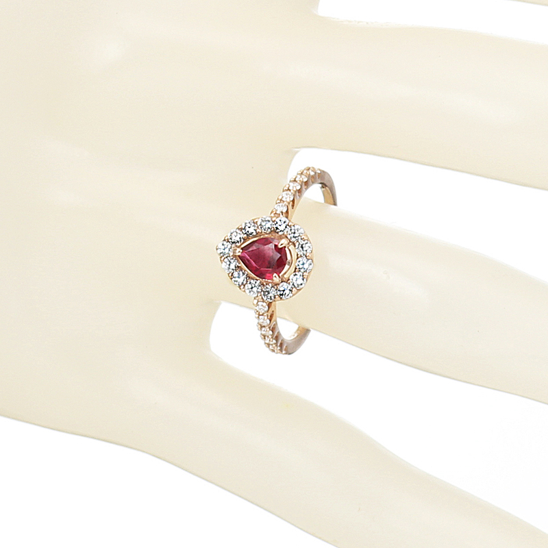 K18PG ルビー ダイヤモンド リング （R0.40ct D0.43ct・非加熱