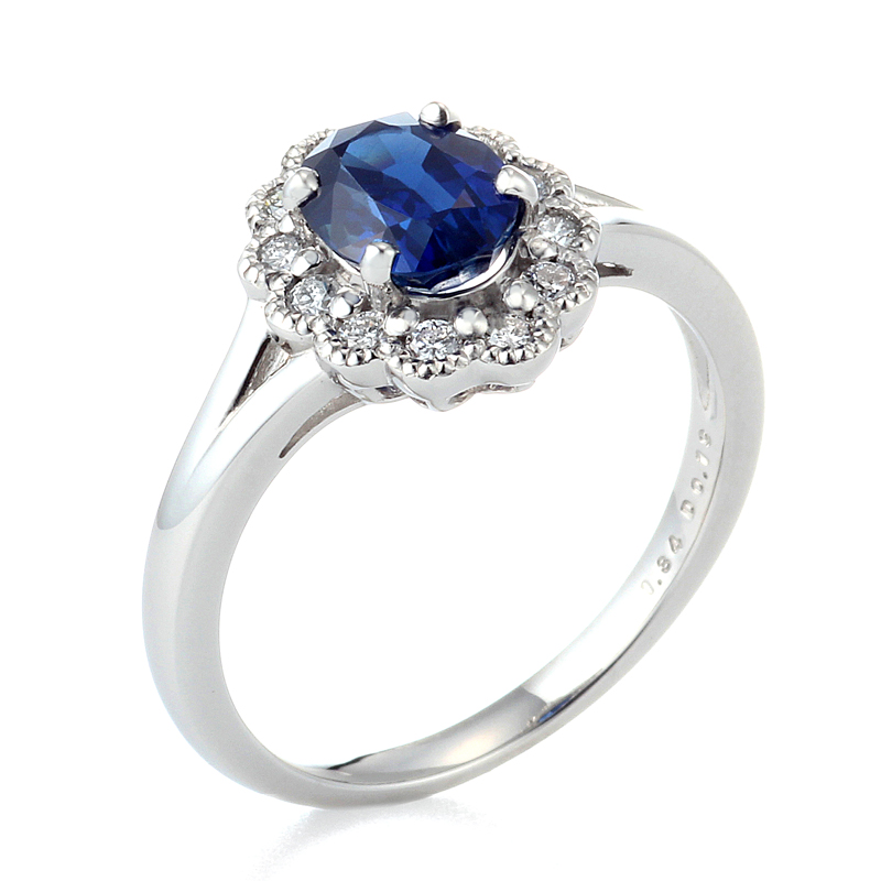 プラチナ製 サファイア ダイヤモンド リング （SA1.34ct D0.19ct・非