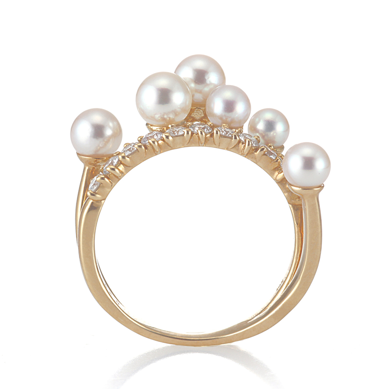 K18 アコヤ真珠 ベビーパール ダイヤモンドリング（オリジナル）（3.4