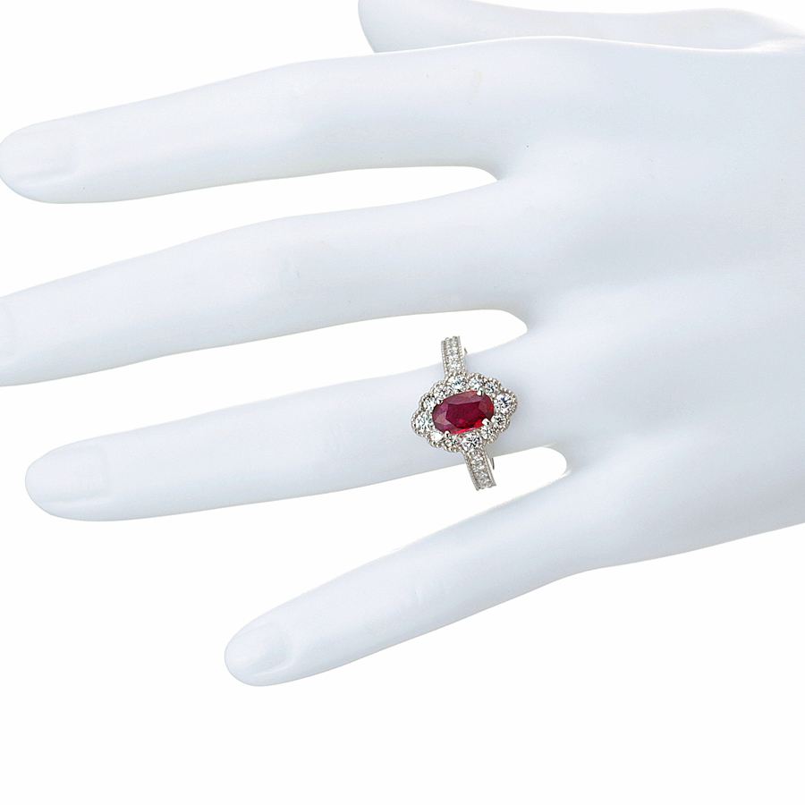 プラチナ ルビー ダイヤモンド リング （R1.04ct D0.66ct・非加熱