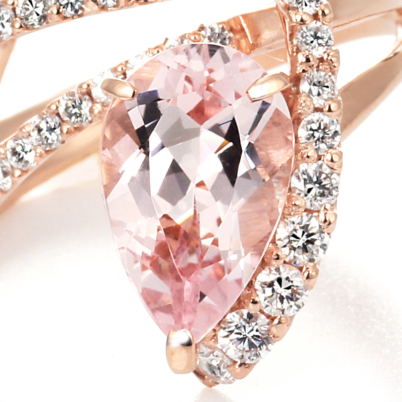 K18PG モルガナイト ダイヤモンド リング （MO1.78ct D0.41ct）｜真珠