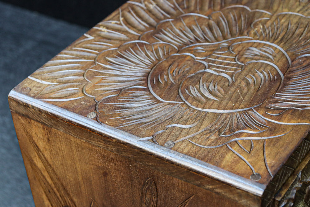 美しい花々が描かれる日光彫の小引き出し DC7967 – 古福庵 [ KOFUKUAN