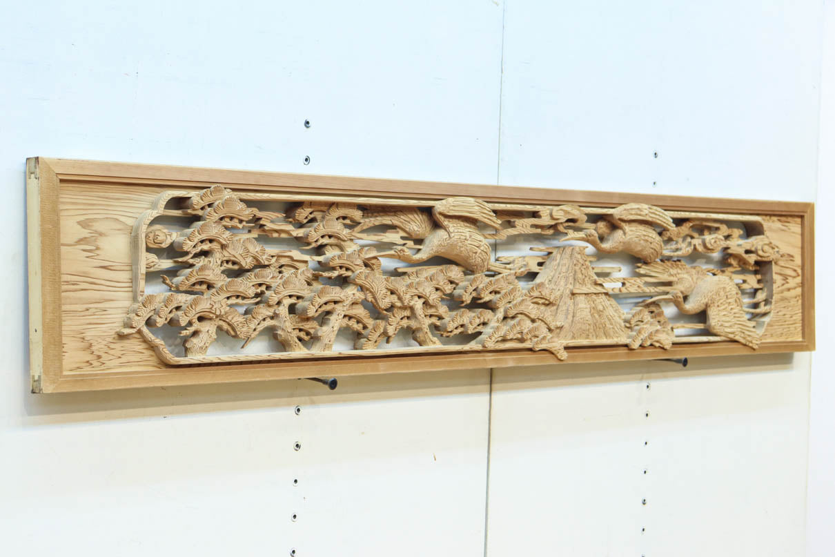 鶴と松を細やかに描いた彫刻欄間 EZ2812ab 在庫(a:1 b:1)枚 – 古福庵