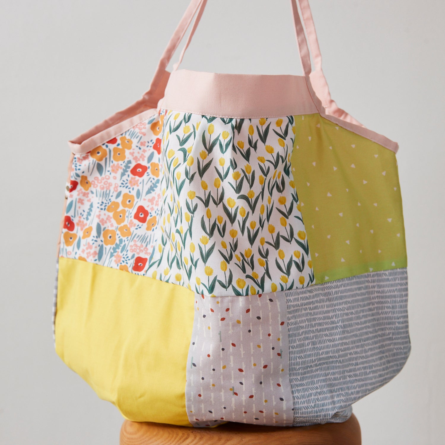 Patchwork Tote Bag Digital PDF Pattern & Illustrated Sewing