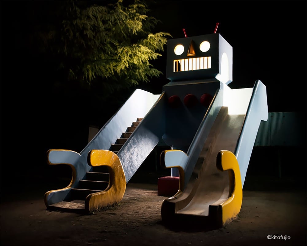 The Surreality of Japanese Playgrounds at Night