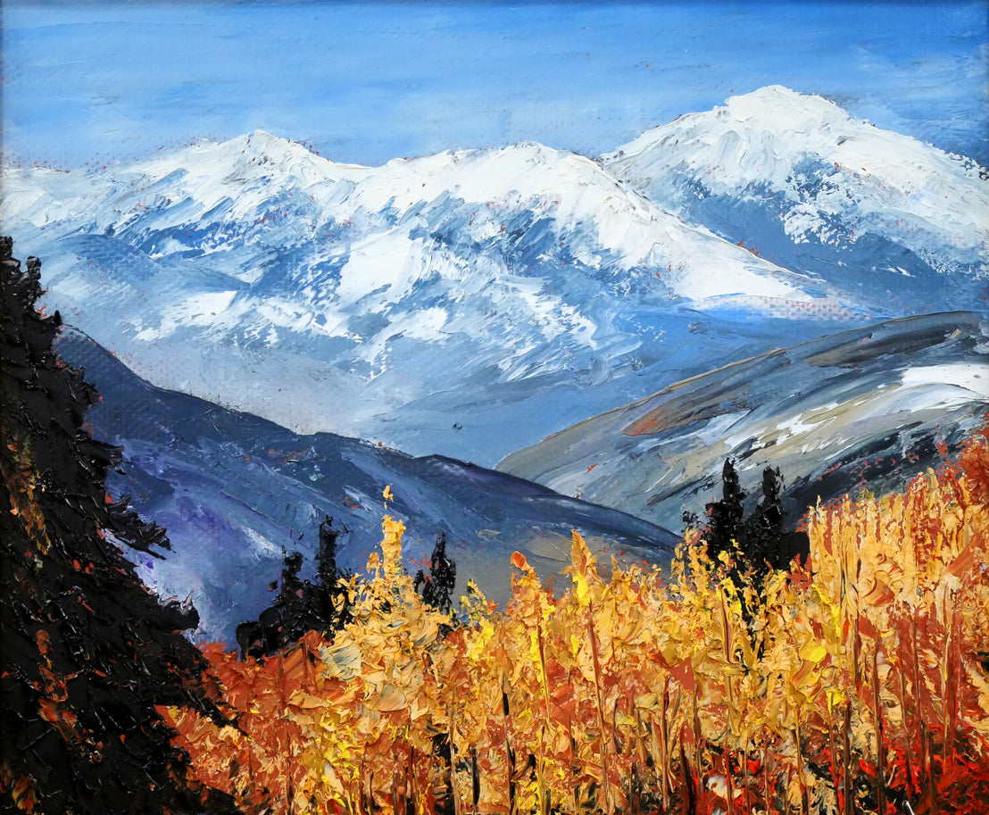 高橋哲夫「晩秋の富良野岳」油絵・F6号 絵画買取・販売の小竹美術