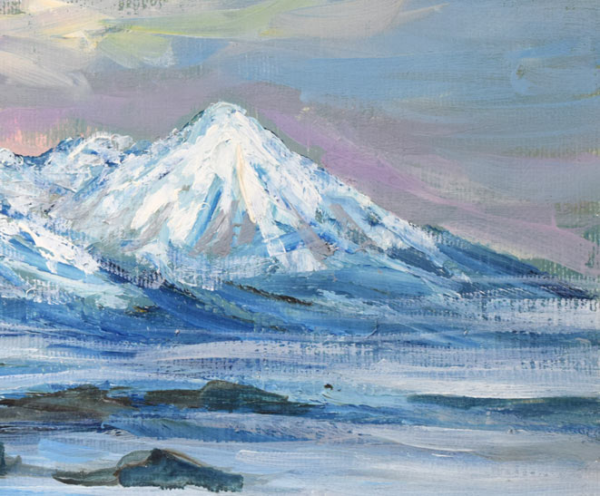 高橋益之「大雪山風景」油絵・SM 絵画買取・販売の小竹美術