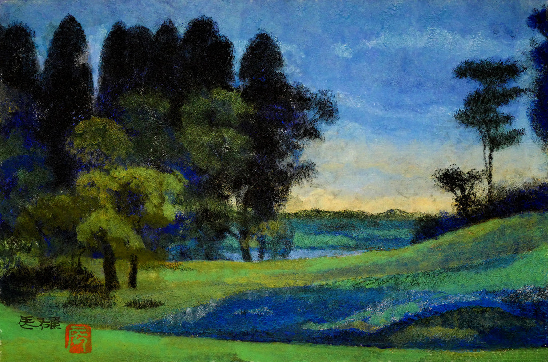 高山辰雄「野」日本画・P6号 絵画買取・販売の小竹美術