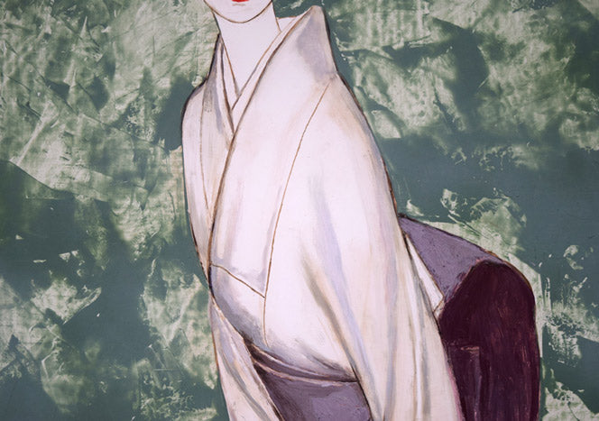 高沢圭一「みどり（月刊クォリティ表紙絵原画）」油絵・F6号 絵画買取