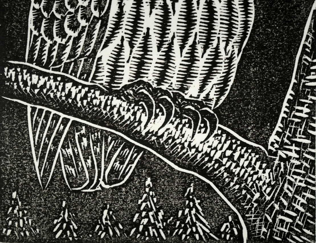 手島圭三郎「しまふくろう」木版画 絵画買取・販売の小竹美術