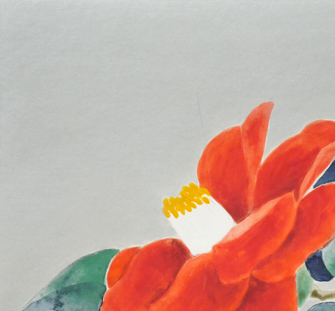 富取風堂「椿花」日本画・色紙 絵画買取・販売の小竹美術