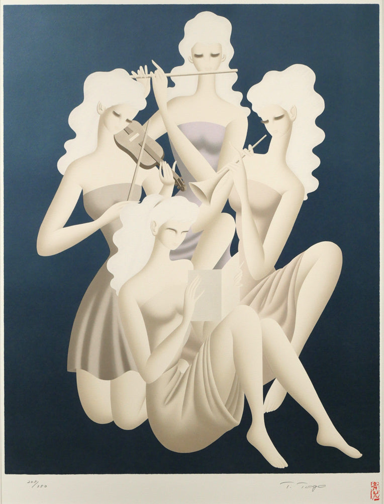 東郷青児「四重奏」リトグラフ 絵画買取・販売の小竹美術